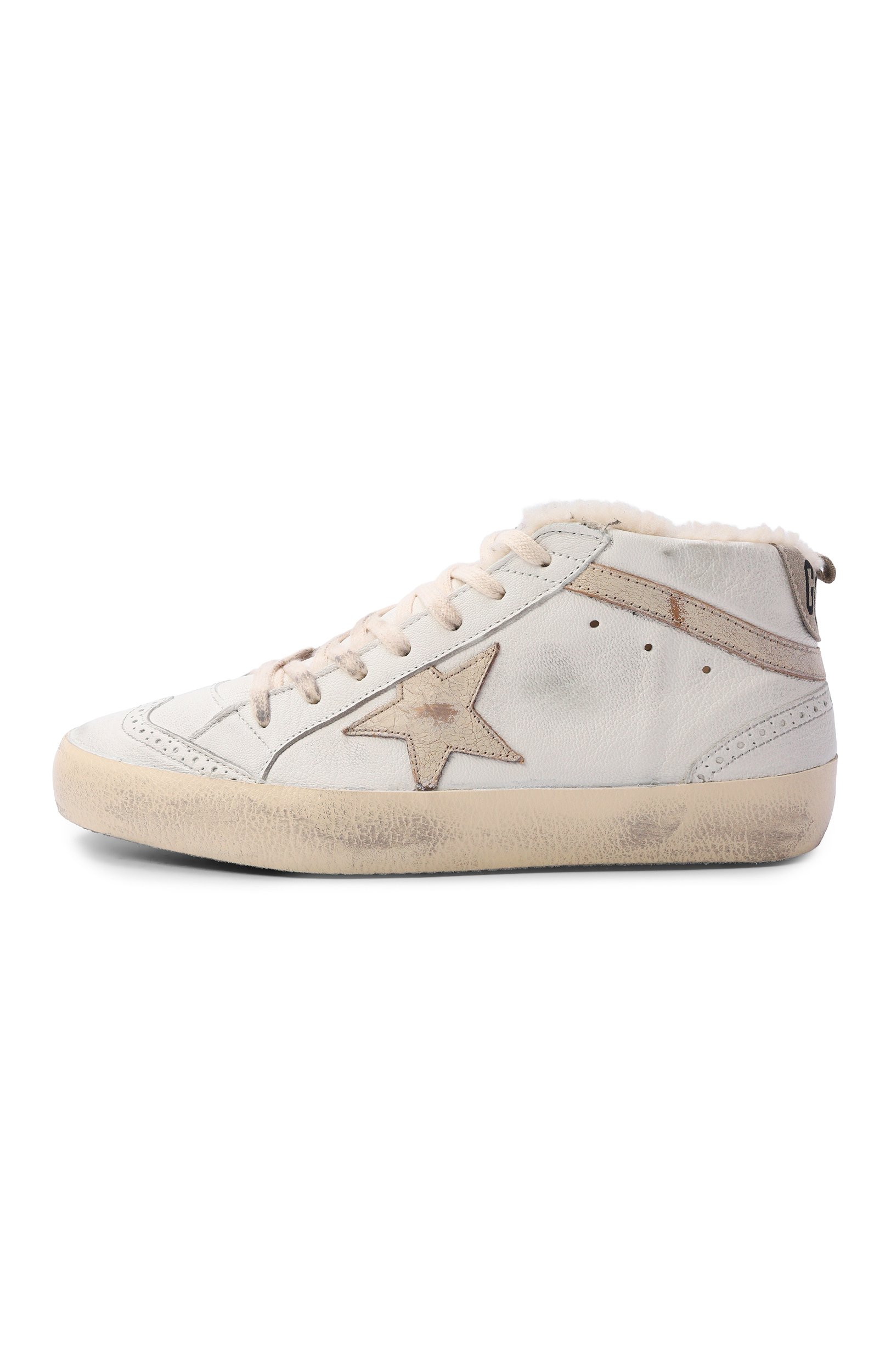 Кожаные кеды mid star GOLDEN GOOSE DELUXE BRAND молочного цвета по цене 94050 руб., арт. GWF00122.F003373, фото 4 Кожаные кеды mid star GOLDEN GOOSE DELUXE BRAND, арт. GWF00122.F003373, фото 4