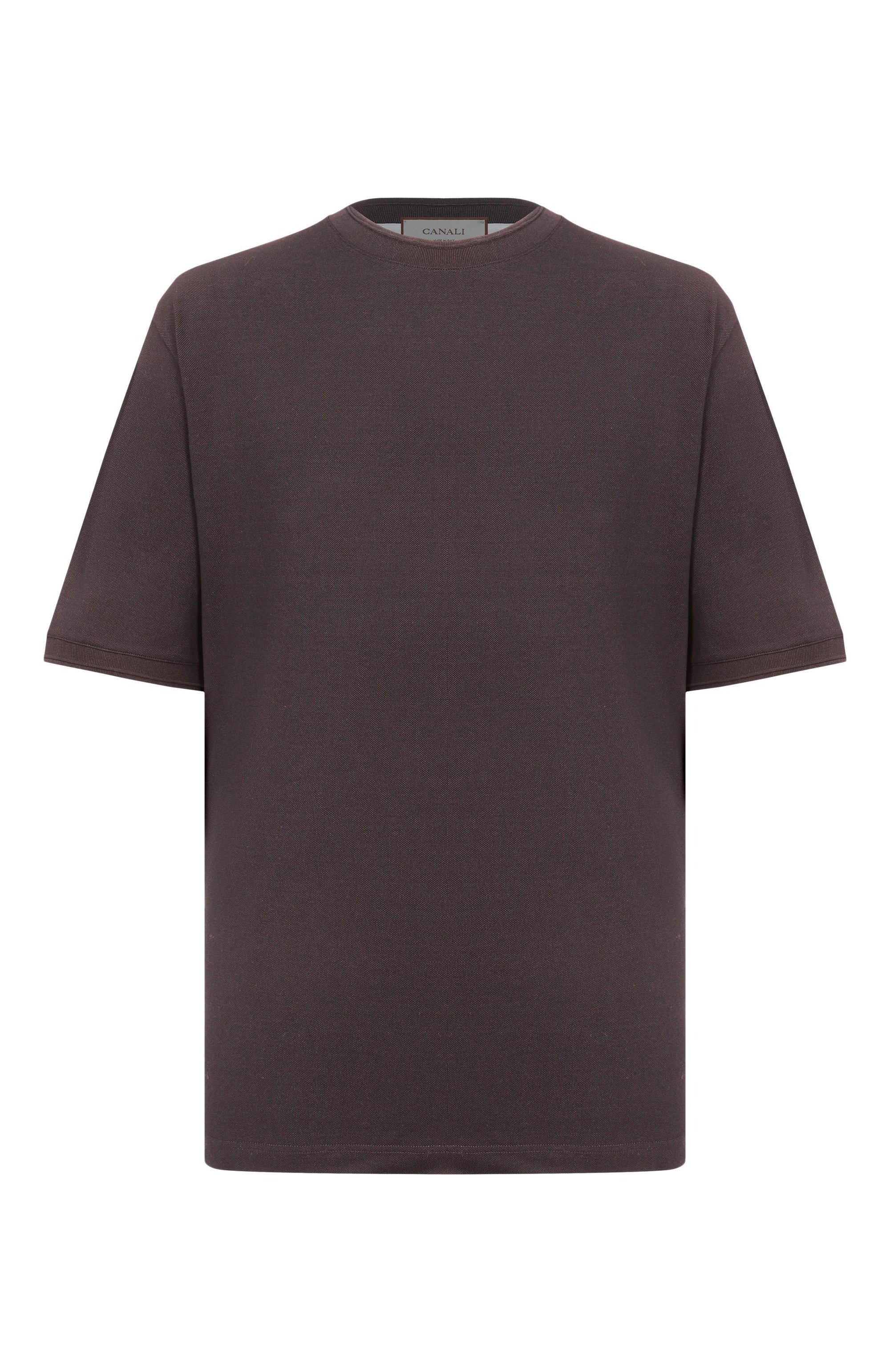 Хлопковая футболка CANALI темно-коричневого цвета по цене 49950 руб., арт. T0931/MJ02439, фото 1 Хлопковая футболка CANALI, арт. T0931/MJ02439, фото 1