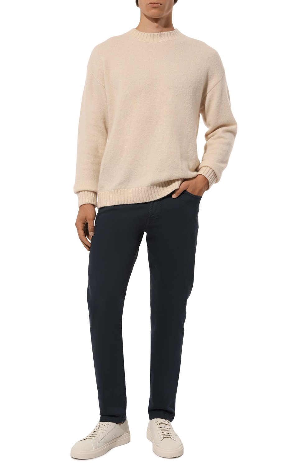 Брюки из хлопка и кашемира MARCO PESCAROLO темно-синего цвета по цене 58150 руб., арт. NERAN0M/5003, фото 2 Брюки из хлопка и кашемира MARCO PESCAROLO, арт. NERAN0M/5003, фото 2