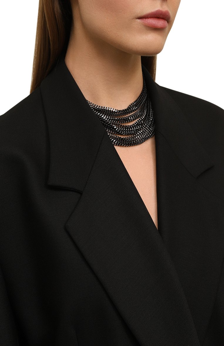 Женское колье CRYSTALLINE JEWELLERY черного цвета, арт. 587SR | Фото 2 (Нос: Не проставлено; Региональные ограничения белый список (Axapta Mercury): Не проставлено; Материал: Металл)