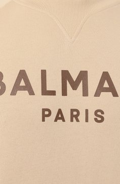 Мужской хлопковый свитшот BALMAIN бежевого цвета, арт. BH0JQ005/BB65 | Фото 5 (Рукава: Длинные; Длина (для топов): Стандартные; Принт: С принтом; Мужское Кросс-КТ: свитшот-одежда; Материал сплава: Проставлено; Материал внешний: Хлопок; Стили: Спорт-шик; Драгоценные �камни: Проставлено)