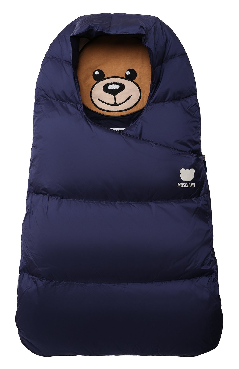 Пуховый конверт MOSCHINO темно-синего цвета по цене 35100 руб., арт. MME00D/L3A22, фото 1 Пуховый конверт MOSCHINO, арт. MME00D/L3A22, фото 1