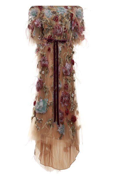 Платье с отделкой перьями и пайетками MARCHESA, арт. M20819, фото 1