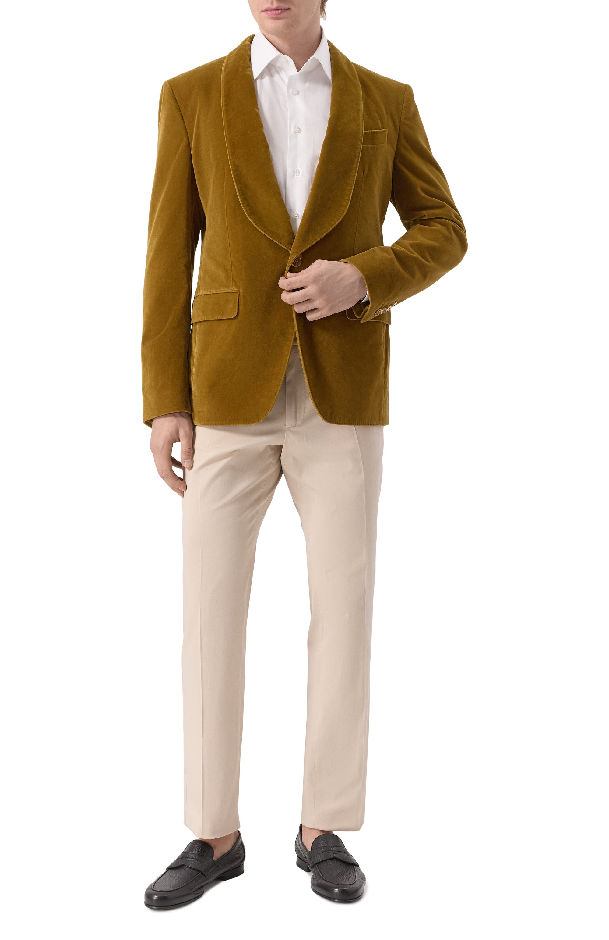 Бархатный пиджак DOLCE & GABBANA желтого цвета по цене 323000 руб., арт. G2U06T/FUWCU, фото 2 Бархатный пиджак DOLCE & GABBANA, арт. G2U06T/FUWCU, фото 2