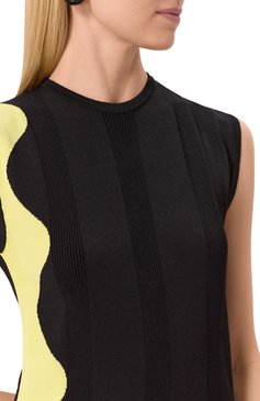 Женское платье из вискозы MSGM черного цвета, арт. 3841MDA191/257288 | Фото 5 (Материал внешний: Вискоза; Драгоценные камни: Проставлено; Материал сплава: Проставлено; Длина Ж (юбки, платья, шорты): Миди; Женское Кросс-КТ: Платье-одежда; Рукава: Без рукавов; Случай: Повседневный; Стили: Кэжуэл; Кросс-КТ: Трикотаж)