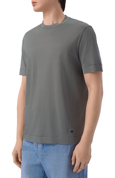 Футболка из лиоцелла и хлопка EMPORIO ARMANI черно-белого цвета по цене 21700 руб., арт. EM005270/AF24857, фото 3 Футболка из лиоцелла и хлопка EMPORIO ARMANI, арт. EM005270/AF24857, фото 3