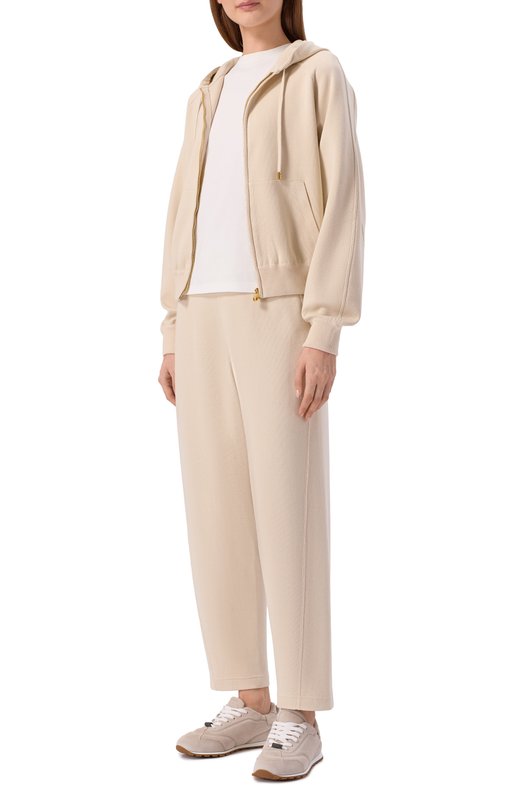 Брюки из хлопка и шелка Loro Piana FAQ4699 Бежевый  FAQ4699 Фото 2