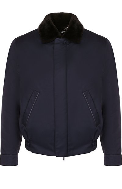 Мужской утепленный бомбер на молнии с меховой отделкой BRIONI, арт. SLPD/06818