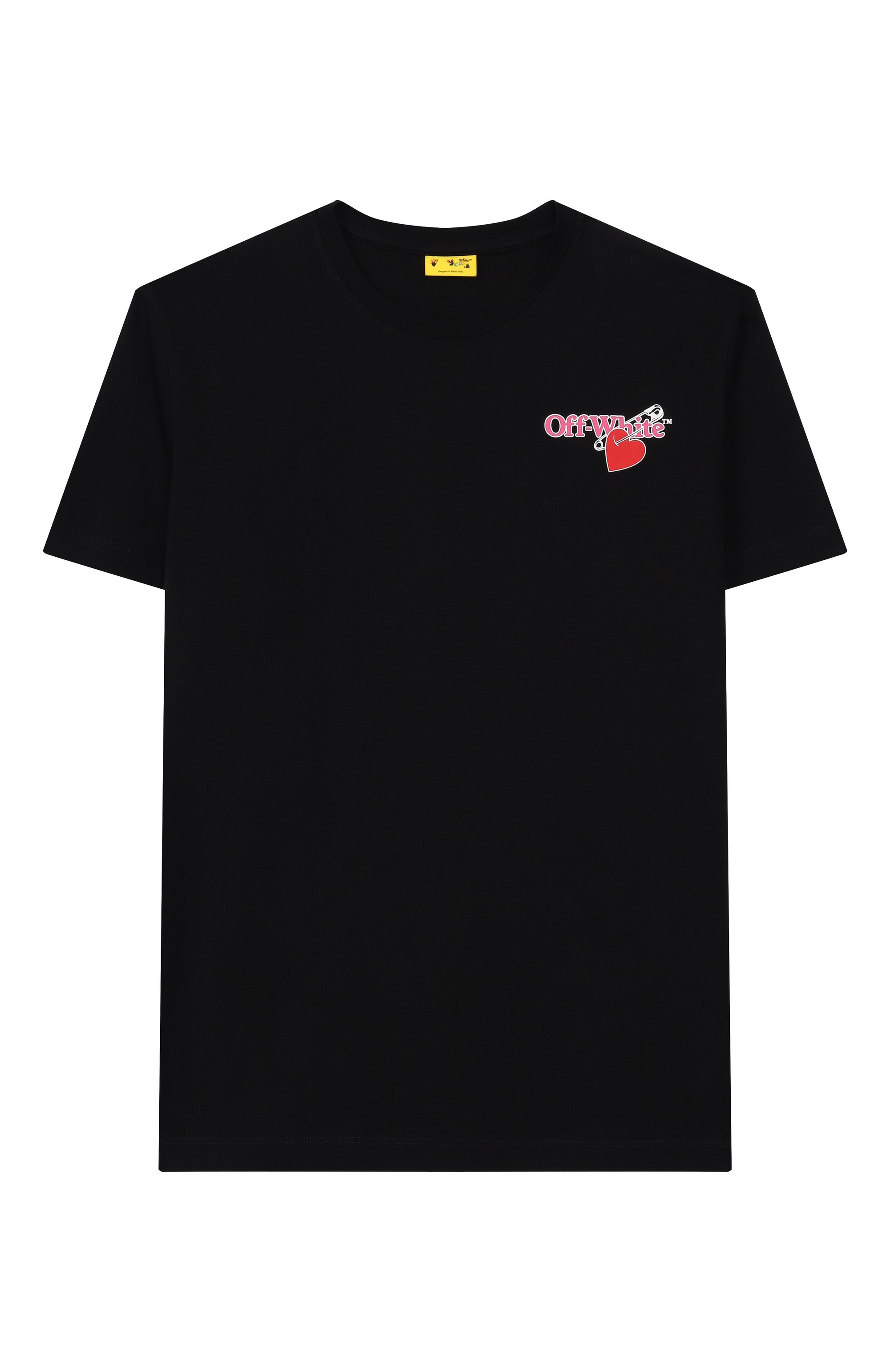 Хлопковая футболка OFF-WHITE черного цвета по цене 21200 руб., арт. 0GAA001F25JER004/12+, фото 1 Хлопковая футболка OFF-WHITE, арт. 0GAA001F25JER004/12+, фото 1