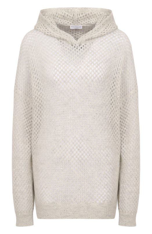 Худи из шерсти и хлопка Brunello Cucinelli MPS732409P Серый MPS732409P