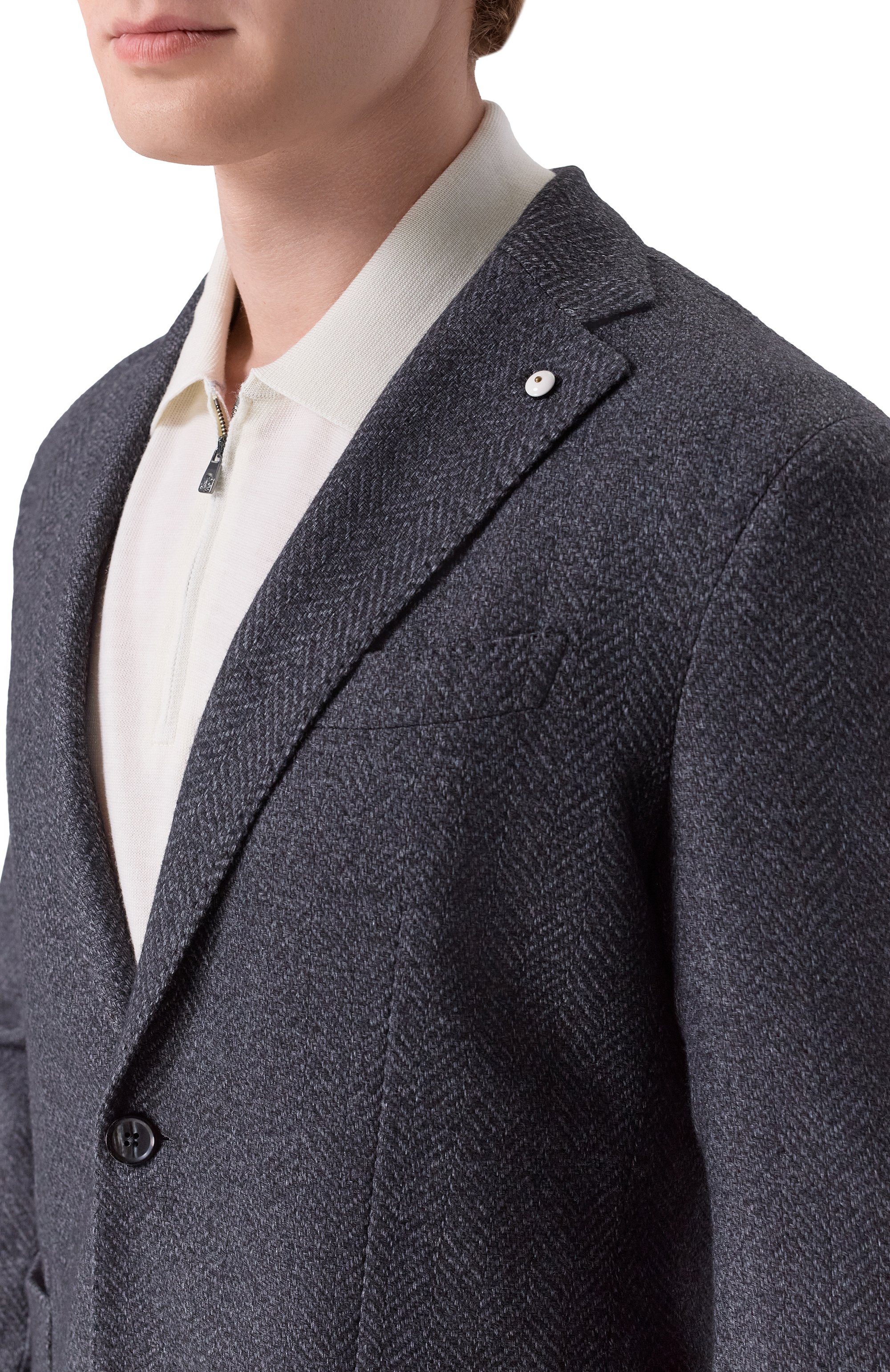 Пиджак из шерсти и хлопка L.B.M. 1911 темно-серого цвета по цене 98550 руб., арт. 2887/55515, фото 6 Пиджак из шерсти и хлопка L.B.M. 1911, арт. 2887/55515, фото 6