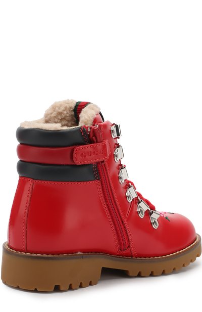 Кожаные ботинки с вышивками и молнией GUCCI, арт. 477509/D7330, фото 3
