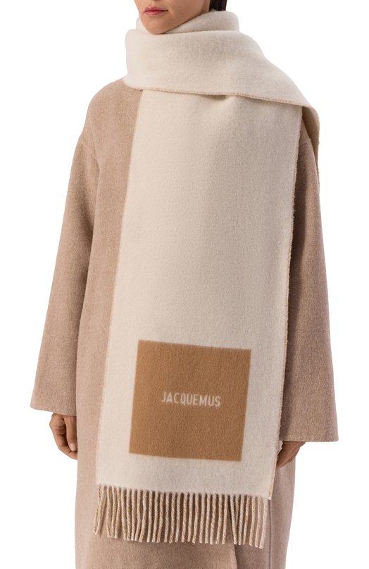 Шерстяной шарф Jacquemus 24HACU00579/A0T4044 Бежевый  24HACU00579/A0T4044 Фото 2