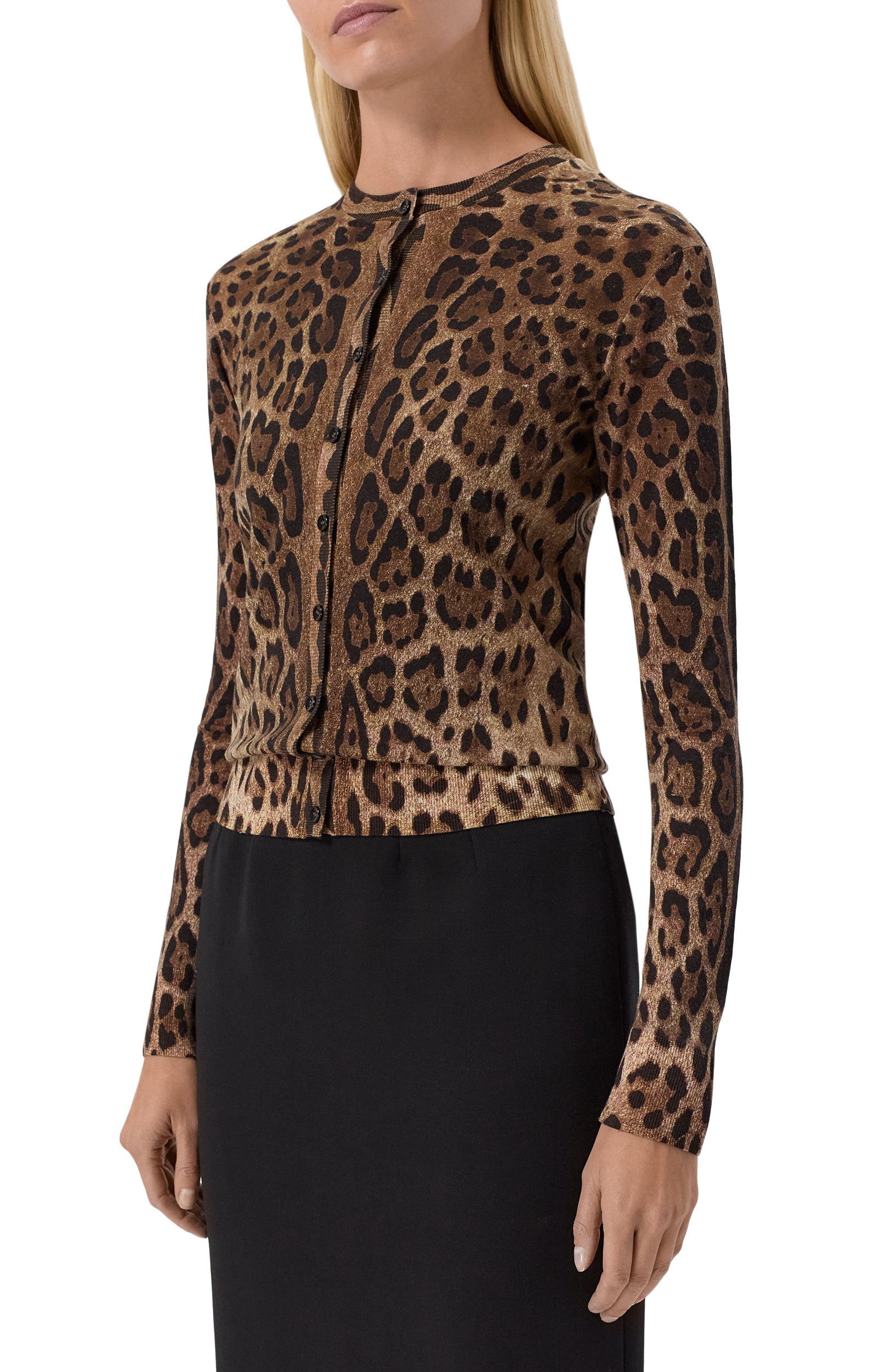 Шерстяной кардиган DOLCE & GABBANA леопардового цвета по цене 254000 руб., арт. FXV09T/JDVGG, фото 3 Шерстяной кардиган DOLCE & GABBANA, арт. FXV09T/JDVGG, фото 3