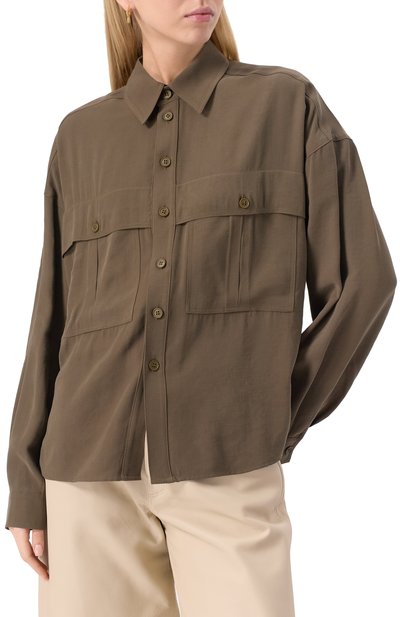 Рубашка из вискозы THE ANDAMANE хаки цвета по цене 39950 руб., арт. T170919A/TNV121, фото 3 Рубашка из вискозы THE ANDAMANE, арт. T170919A/TNV121, фото 3