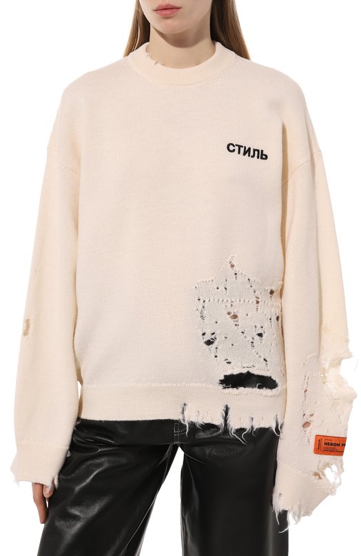 Шерстяной пуловер Heron Preston Белый, фото 3