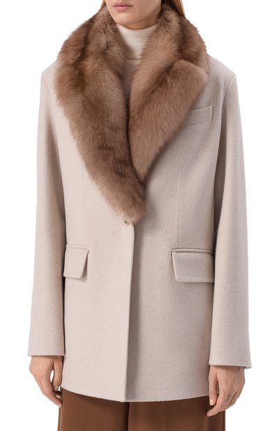 Кашемировое полупальто с отделкой из соболя MVST, арт. M25.1MW.C004/LC1588, фото 3