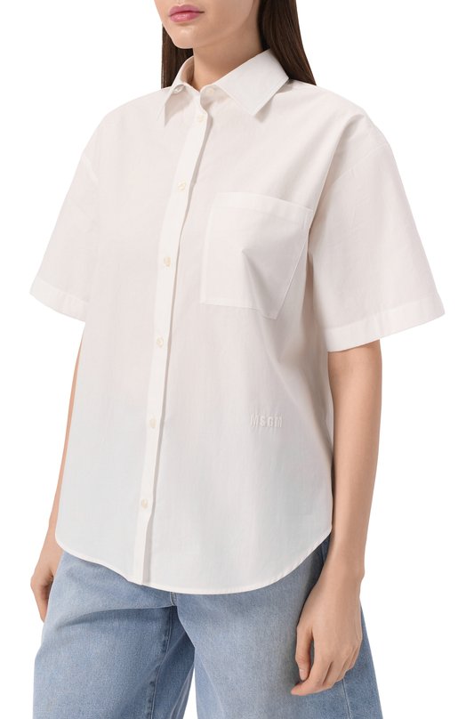 Хлопковая рубашка MSGM 3842MDE07X 257315/257315 Белый  3842MDE07X 257315/257315 Фото 3