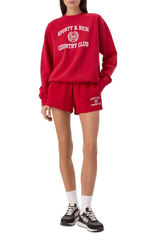 Хлопковый свитшот Sporty and Rich ST071606218RE15 Красный  ST071606218RE15 Фото 2