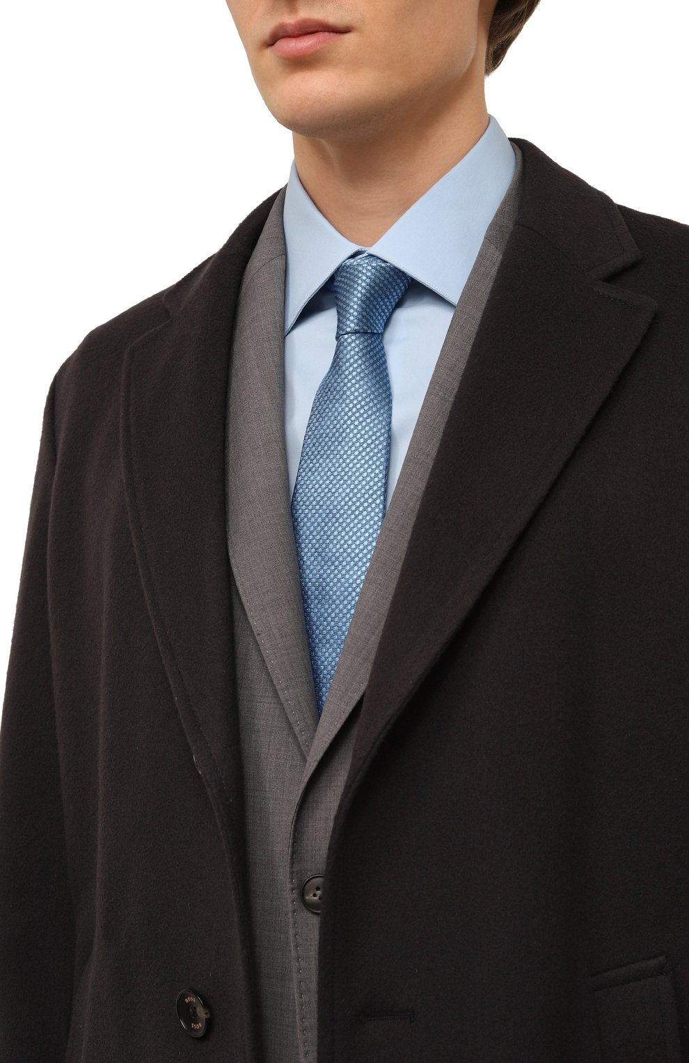 Шелковый галстук LANVIN голубого цвета по цене 15400 руб., арт. 3162/TIE, фото 2 Шелковый галстук LANVIN, арт. 3162/TIE, фото 2