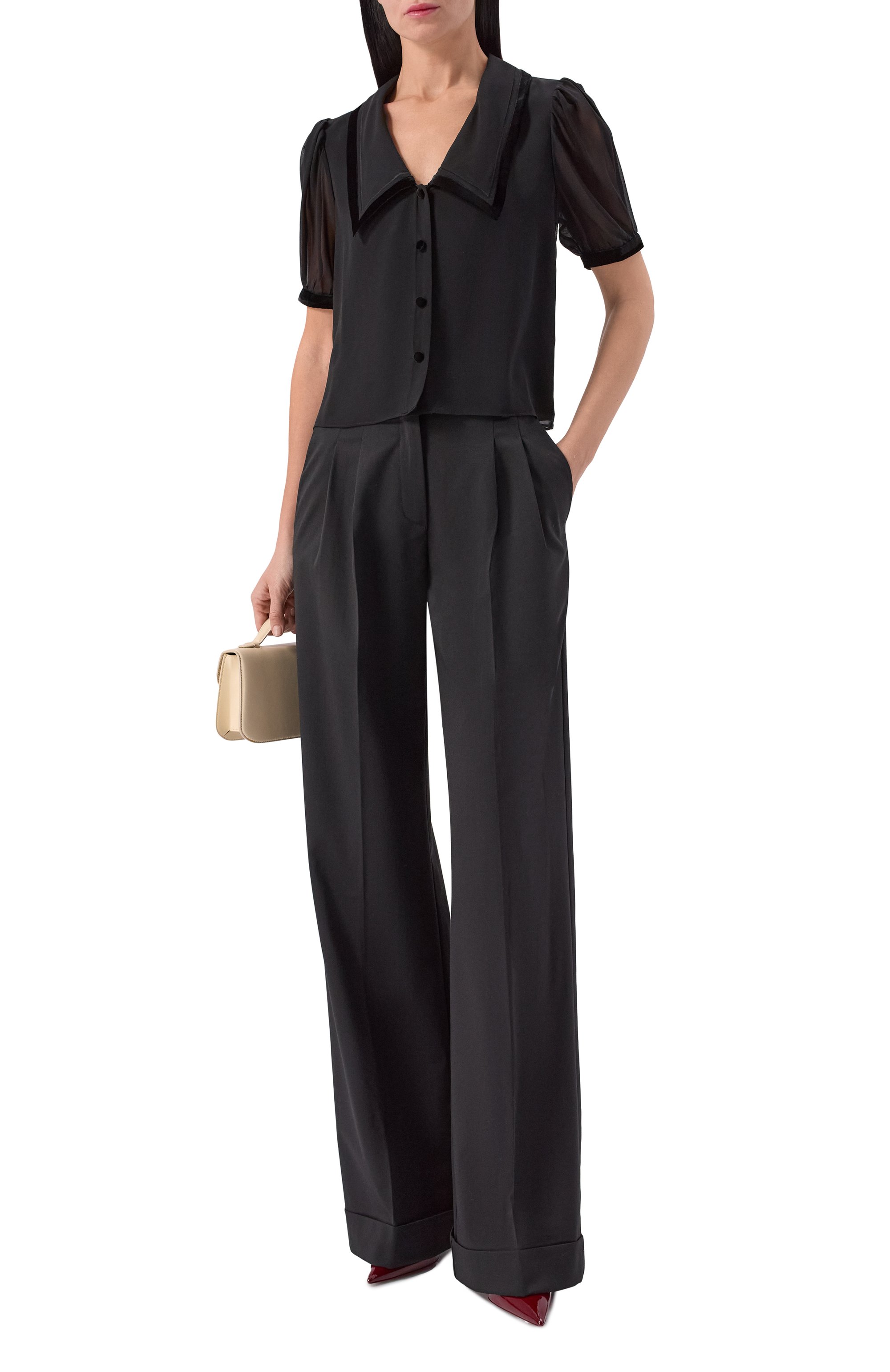 Шелковая блузка FRAME DENIM, арт. WP26WBL002/THE VELVET TRIM SAIL0R BL0USE, фото 2