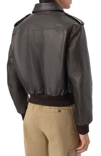 Кожаный бомбер JIL SANDER темно-коричневого цвета по цене 685000 руб., арт. J22SW0183/J07240, фото 4 Кожаный бомбер JIL SANDER, арт. J22SW0183/J07240, фото 4