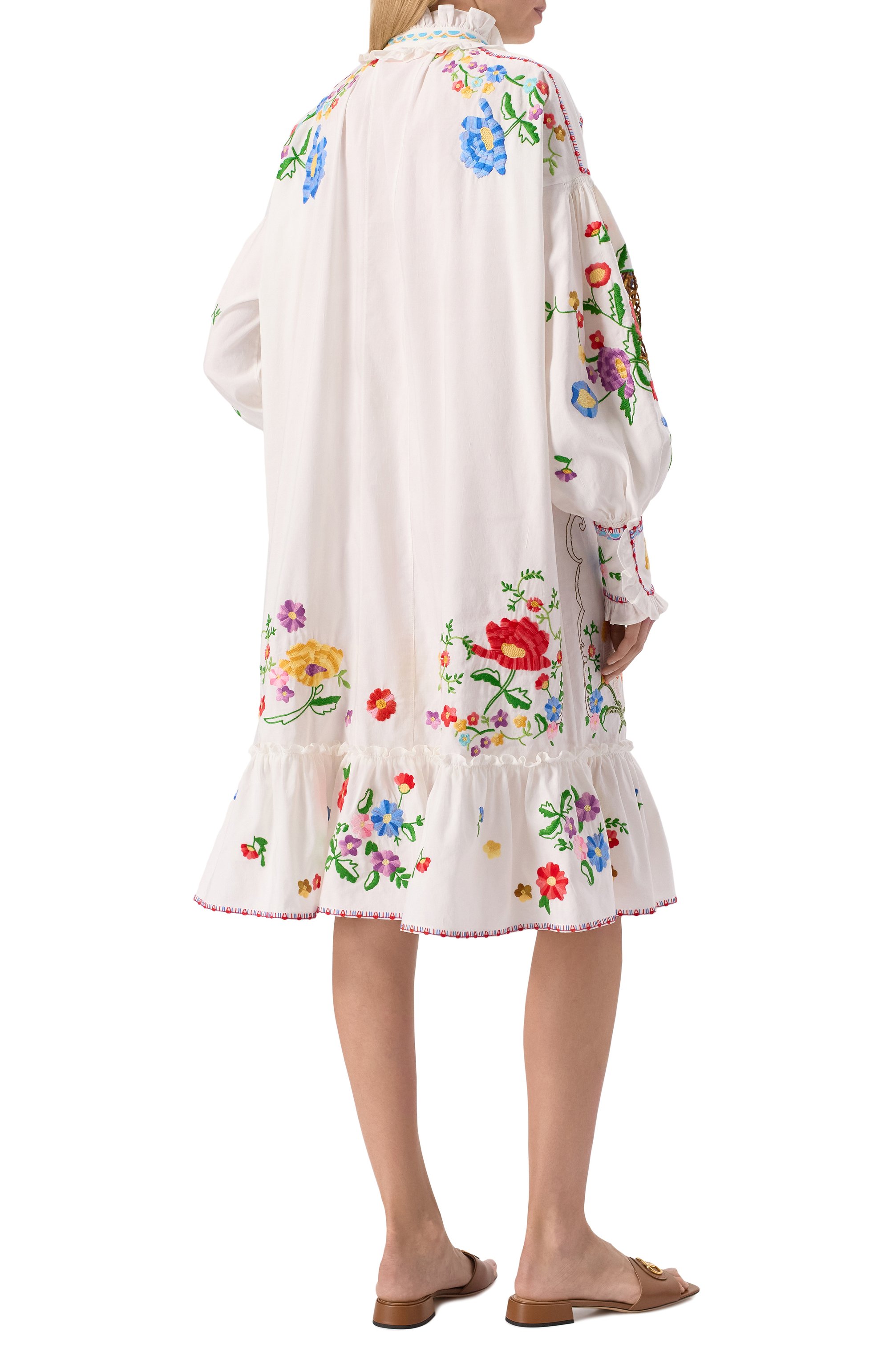 Платье из хлопка и льна VALENTINO, арт. 6B3VAFD990D, фото 4