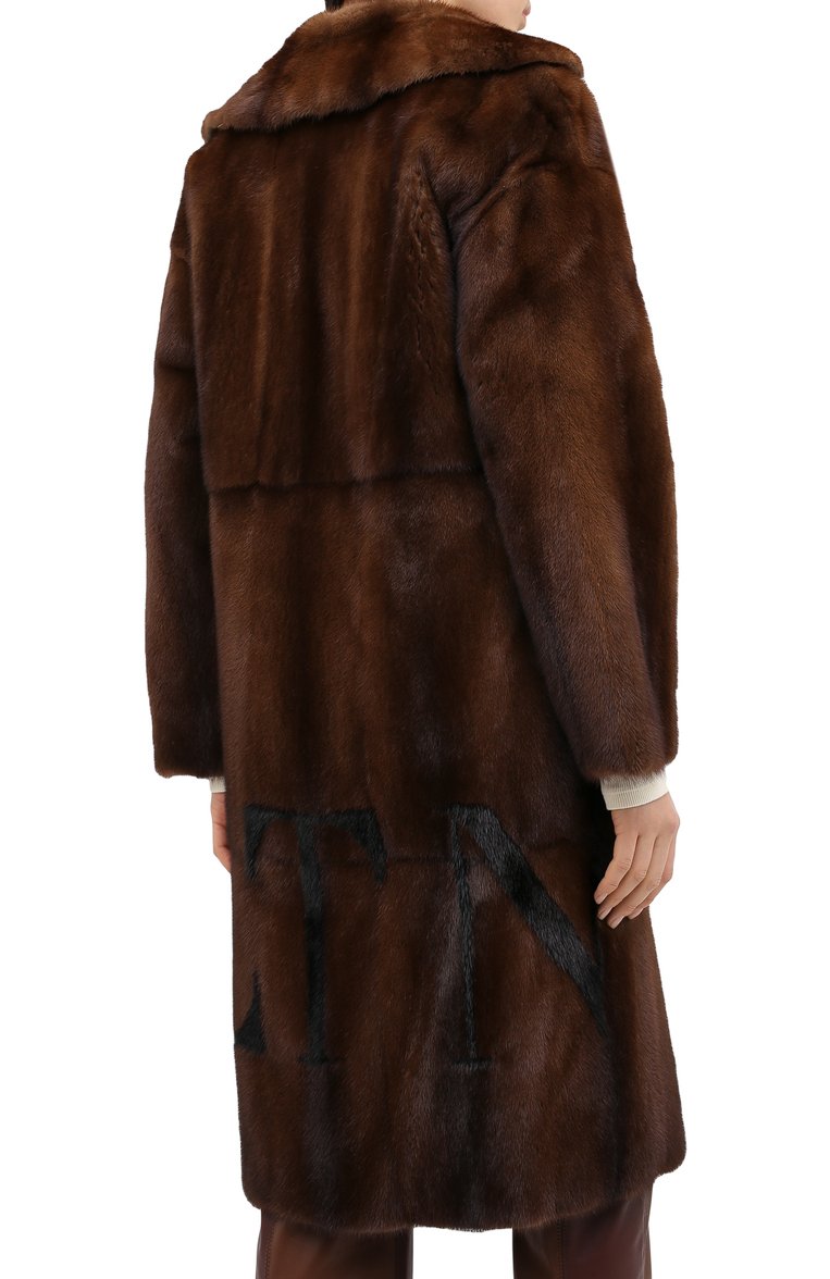 Женская шуба из меха норки VALENTINO коричневого цвета, арт. QF3FA5711CF | Фото 4 (Длина (верхняя одежда): До колена; Рукава: Длинные; Статус проверки: Проверено, Проверена категория; Материал внешний: Натуральный мех; Женское Кросс-КТ: Мех; Материал сплава: Проставлено, Проверено; Драгоценные камни: Проставлено; Кросс-КТ: Куртка)