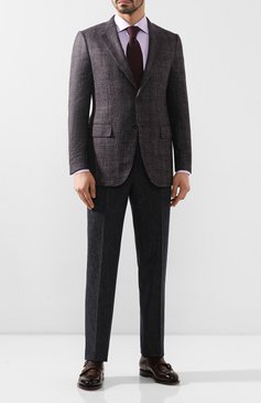 Мужской пиджак из смеси шерсти и шелка ZEGNA фиолетового цвета, арт. 750N09/10C2N0 | Фото 2 (Материал подклада: Хлопок; Рукава: Длинные; Материал внешний: Шерсть, Шелк; Длина (для топов): Стандартные; 1-2-бортные: Однобортные; Пиджаки М: Приталенный; Случай: Формальный; Сти�ли: Классический; Региональные ограничения белый список (Axapta Mercury): RU; Драгоценные камни: Проставлено; Материал сплава: Проставлено)