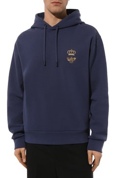 Мужской хлопковое худи DOLCE & GABBANA синего цвета, арт. G9ACJZ/HU7H9 | Фото 3 (Рукава: Длинные; Драгоценные камни: Проставлено; Материал внешний: Хлопок, Синтетический материал; Материал сплава: Проставлено; Длина (для топов): Стандартные; Мужское Кросс-КТ: Худи-одежда; Принт: Без принта; Стили: Кэжуэл)