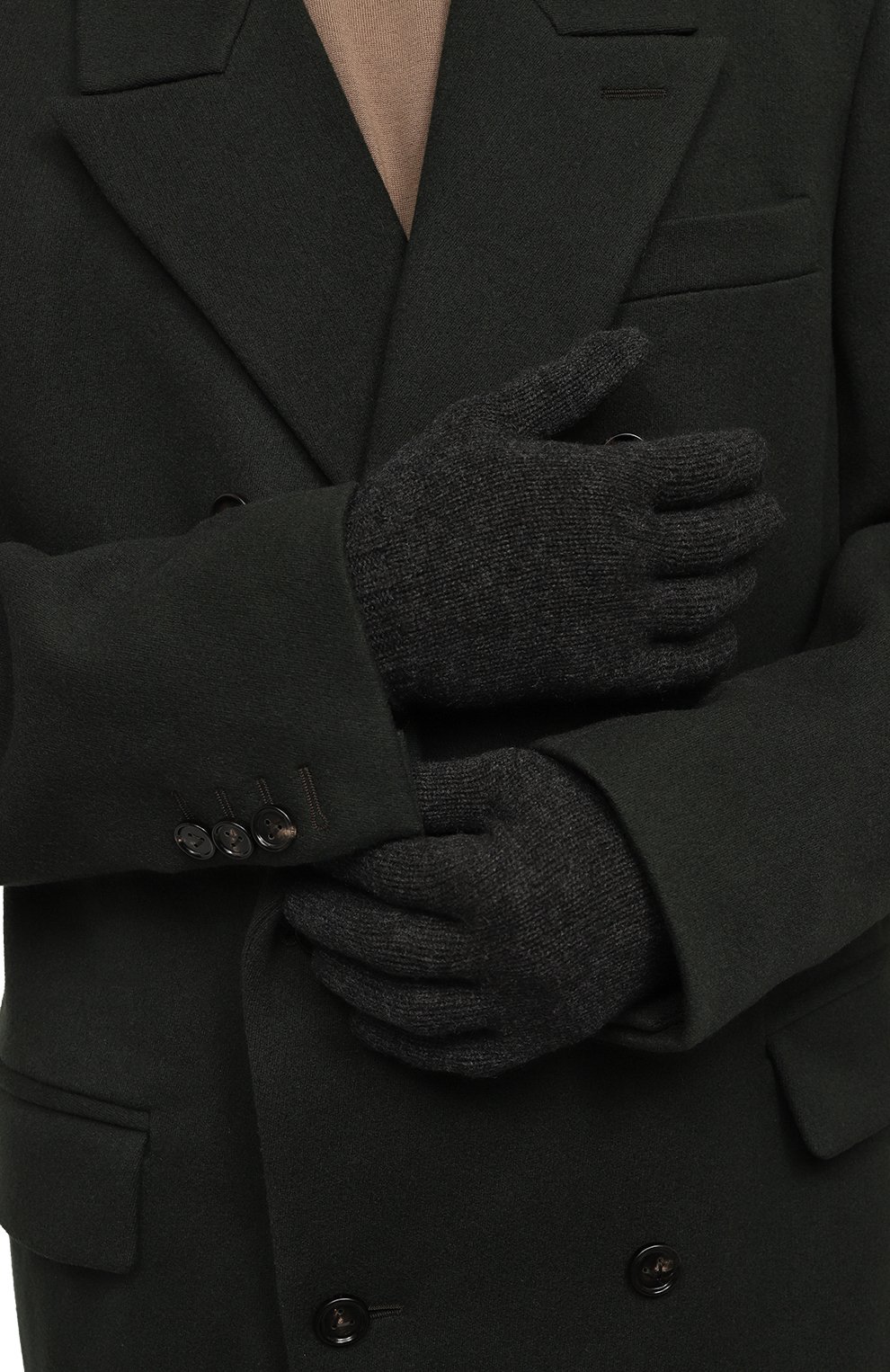 Кашемировые перчатки с кожаной отделкой INVERNI, арт. 2529GU, фото 2