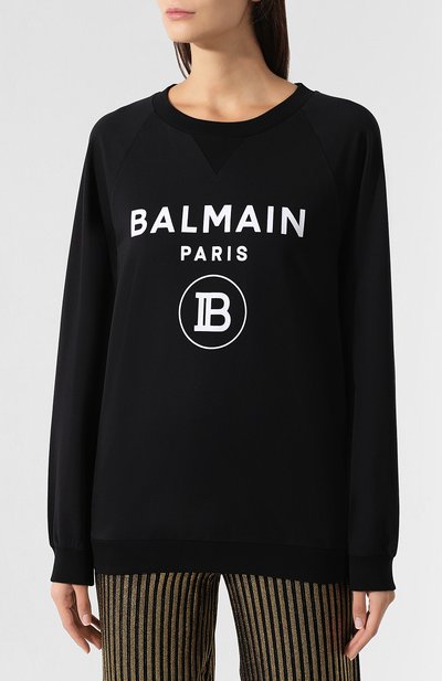 Хлопковый свитшот BALMAIN черного цвета по цене 49950 руб., арт. SF13602/J163, фото 3 Хлопковый свитшот BALMAIN, арт. SF13602/J163, фото 3