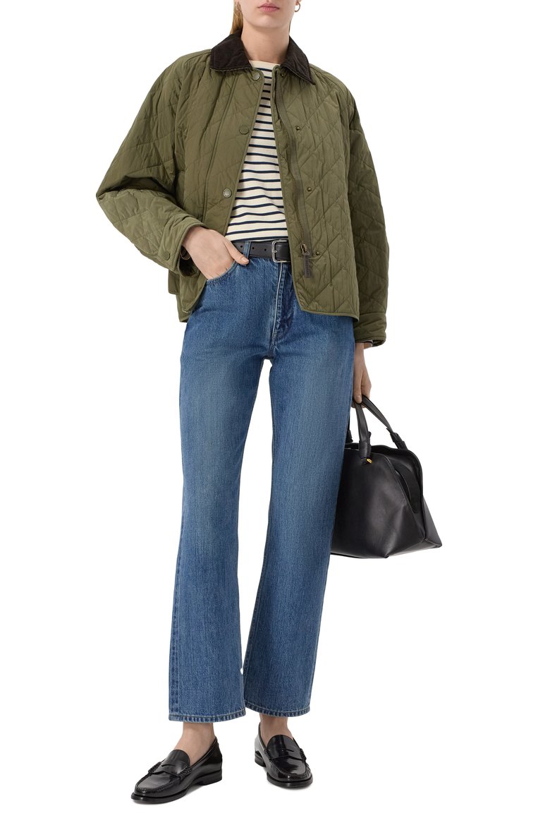 Женская куртка WEEKEND MAX MARA хаки цвета, арт. BEBER | Фото 2 (Рукава: Длинные; Автоматизация состава: Проставлено; Автоматизация ТО: Проставлено; Материал подклада: Синтетический материал; Материал внешний: Синтетический материал; Длина (верхняя одежда): Короткие; Кросс-КТ: Легкие, Куртка; Стили: Милитари)