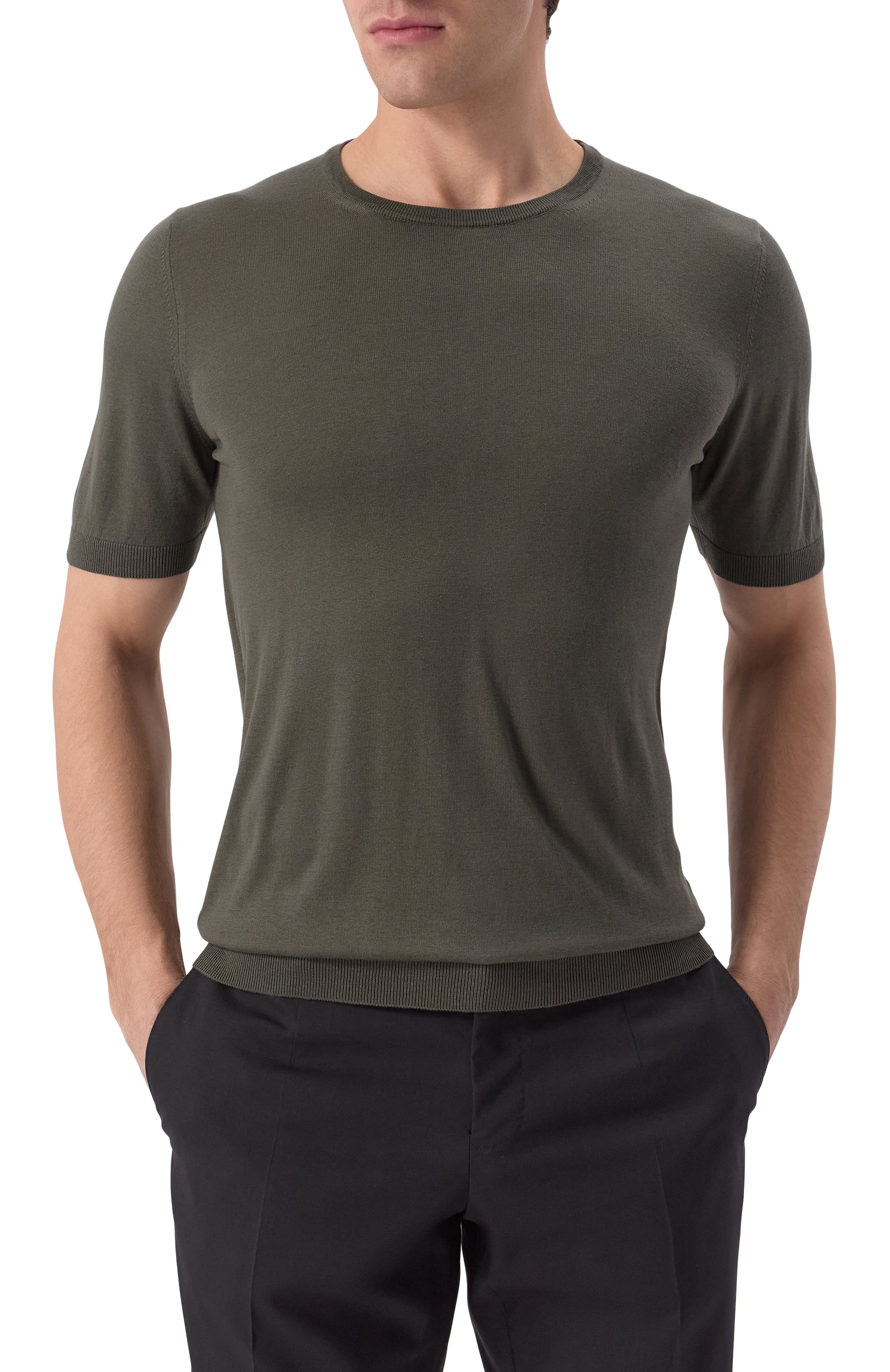 Шелковый джемпер GRAN SASSO хаки цвета по цене 28550 руб., арт. 43112/23503, фото 3 Шелковый джемпер GRAN SASSO, арт. 43112/23503, фото 3