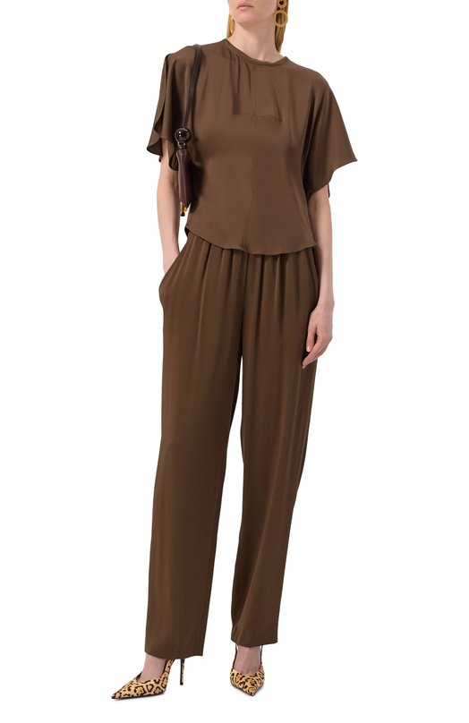 Атласные брюки Isabel Marant PA0522FA/C1J04I Коричневый  PA0522FA/C1J04I Фото 2