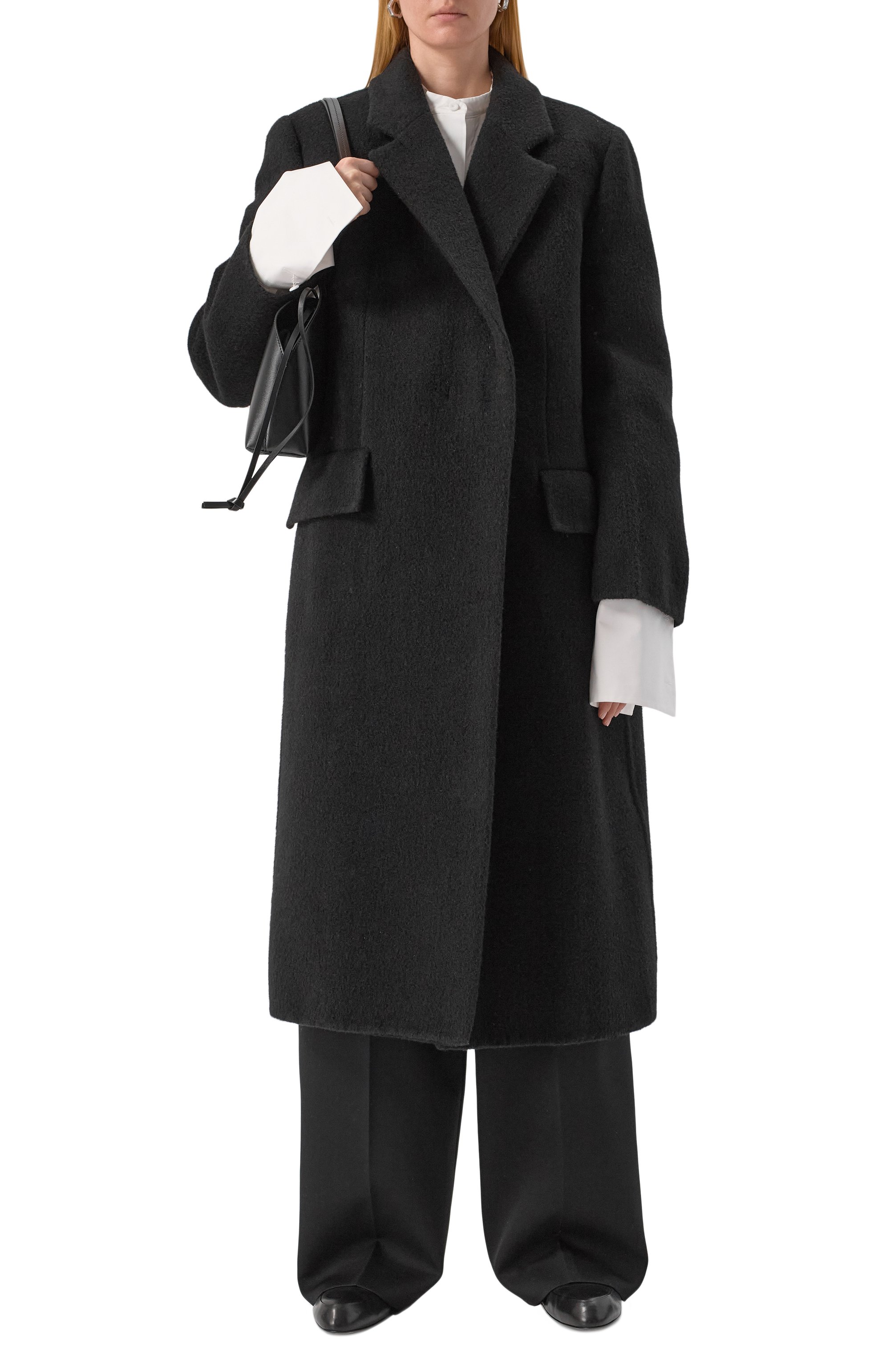 Шерстяное пальто JIL SANDER черного цвета по цене 468000 руб., арт. J02AA0176-J41387, фото 3 Шерстяное пальто JIL SANDER, арт. J02AA0176-J41387, фото 3