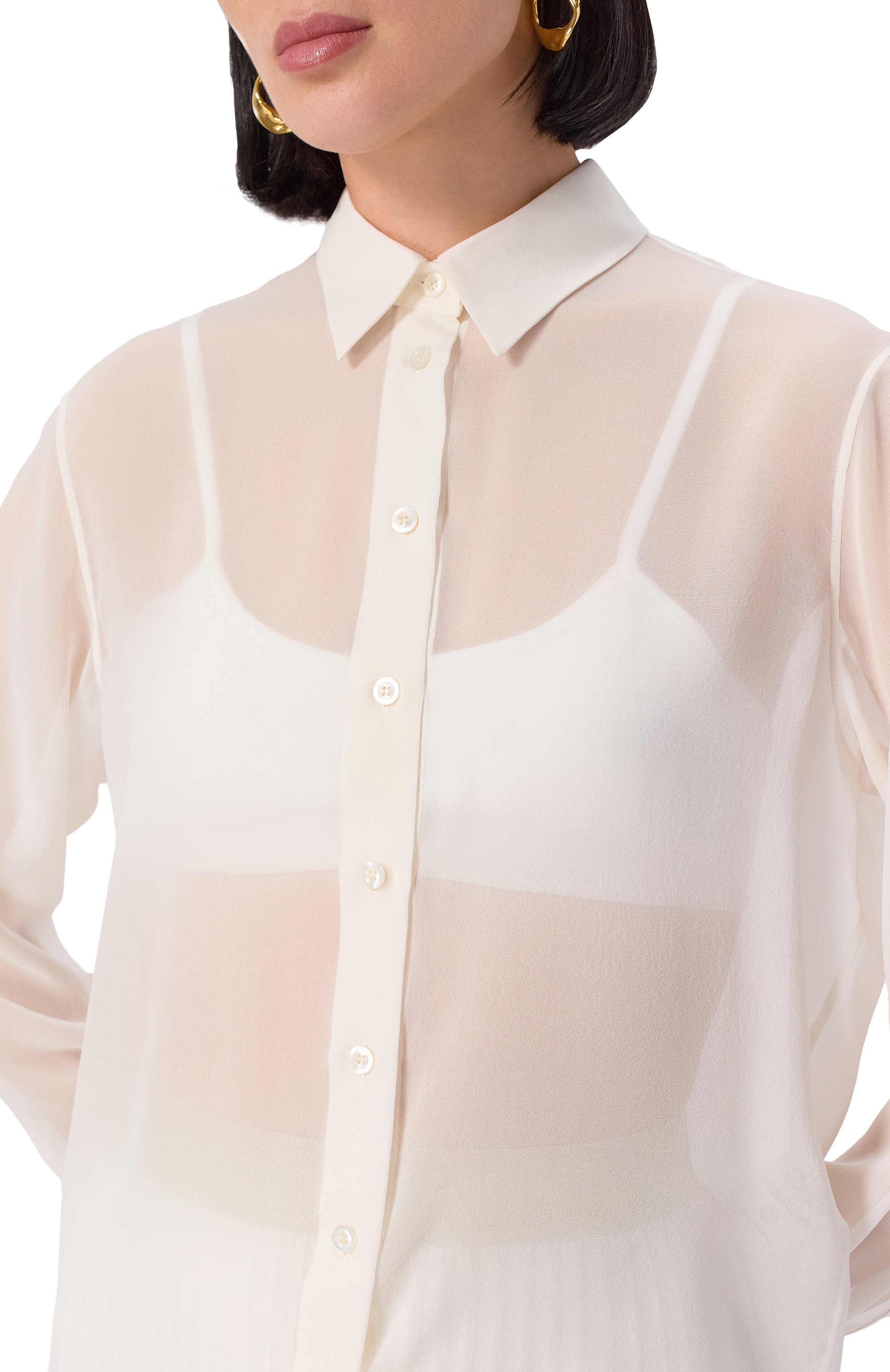 Шелковая рубашка LOUVE молочного цвета по цене 87000 руб., арт. 25-03-03-01-05-01-06, фото 5 Шелковая рубашка LOUVE, арт. 25-03-03-01-05-01-06, фото 5