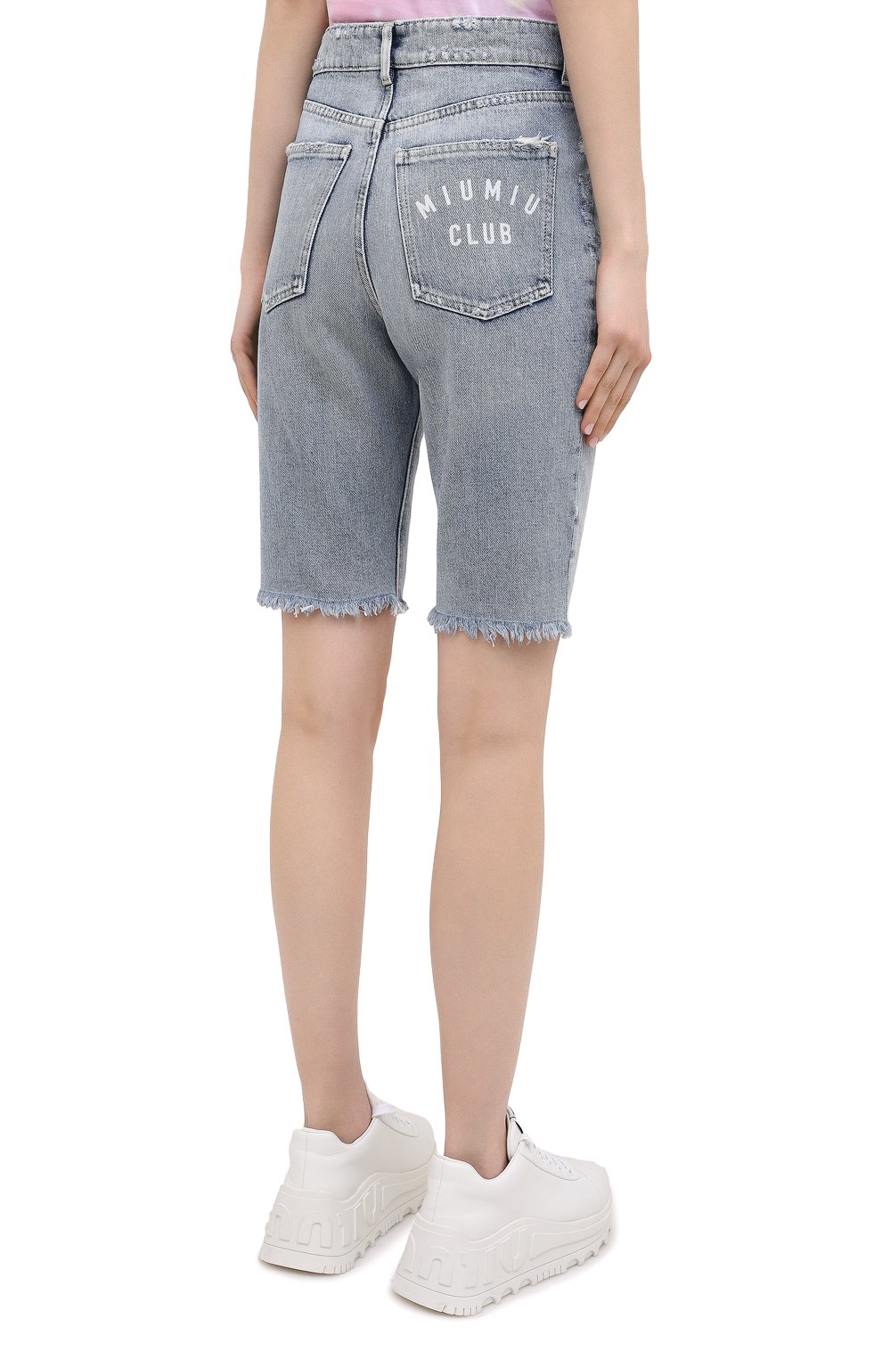 Джинсовые шорты MIU MIU синего цвета по цене 79000 руб., арт. GWP353-U8R-F0008, фото 4 Джинсовые шорты MIU MIU, арт. GWP353-U8R-F0008, фото 4