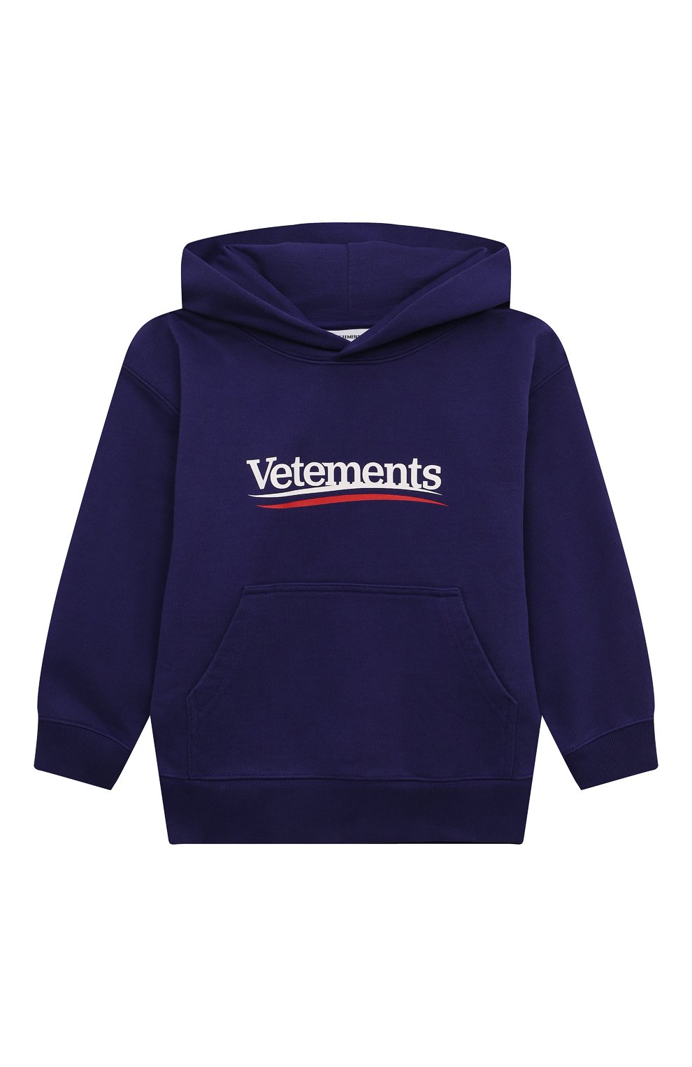 Хлопковое худи VETEMENTS темно-синего цвета по цене 49400 руб., арт. KA10HD160N, фото 1 Хлопковое худи VETEMENTS, арт. KA10HD160N, фото 1