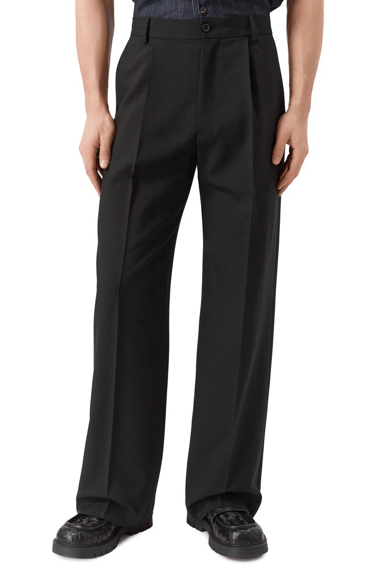 Мужские шерстяные брюки DRIES VAN NOTEN черного цвета, арт. 251-020900-1381 | Фото 3 (Длина (брюки, джинсы): Стандартные; Материал внешний: Шерсть; Случай: Повседневный, Формальный; Стили: Минимализм, Классический; Автоматизация состава: Проставлено; Автоматизация ТО: Проставлено)