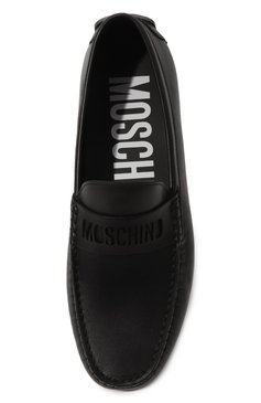 Мужские кожаные мокасины MOSCHINO черного цвета, арт. MB10690G1I/GA0 | Фото 6 (Материал внутренний: Натуральная кожа; Материал сплава: Проставлено; Нос: Не проставлено; Стили: Кэжуэл)