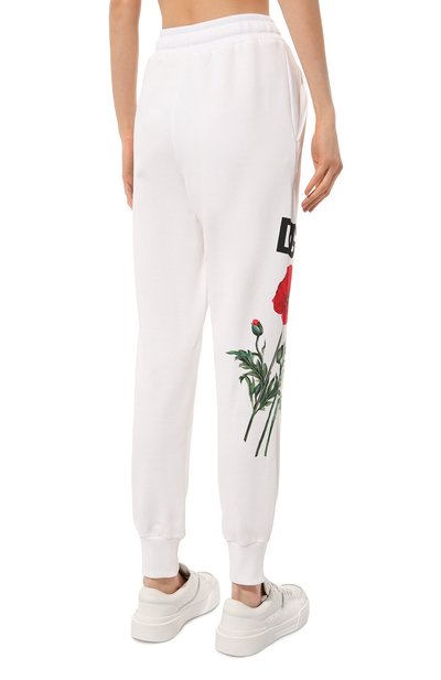 Хлопковые джоггеры DOLCE & GABBANA белого цвета по цене 81900 руб., арт. FTCQGT/HS7LQ, фото 4 Хлопковые джоггеры DOLCE & GABBANA, арт. FTCQGT/HS7LQ, фото 4