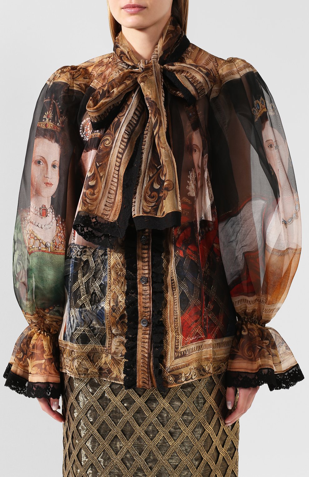 Блузка из смеси шелка и хлопка DOLCE & GABBANA, арт. F5K42T/GD032, фото 3