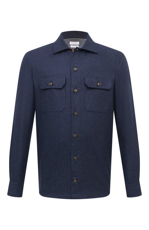 Шерстяная рубашка Brunello Cucinelli M038P0720 Синий M038P0720