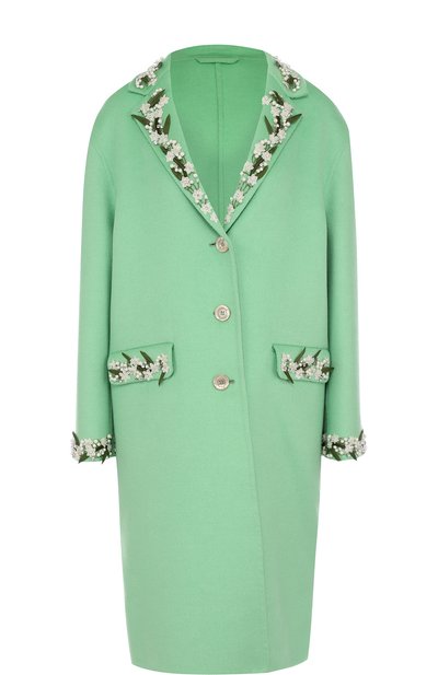 Женское шерстяное пальто свободного кроя с декоративной отделкой GUCCI, арт. 495133/ZKZ37