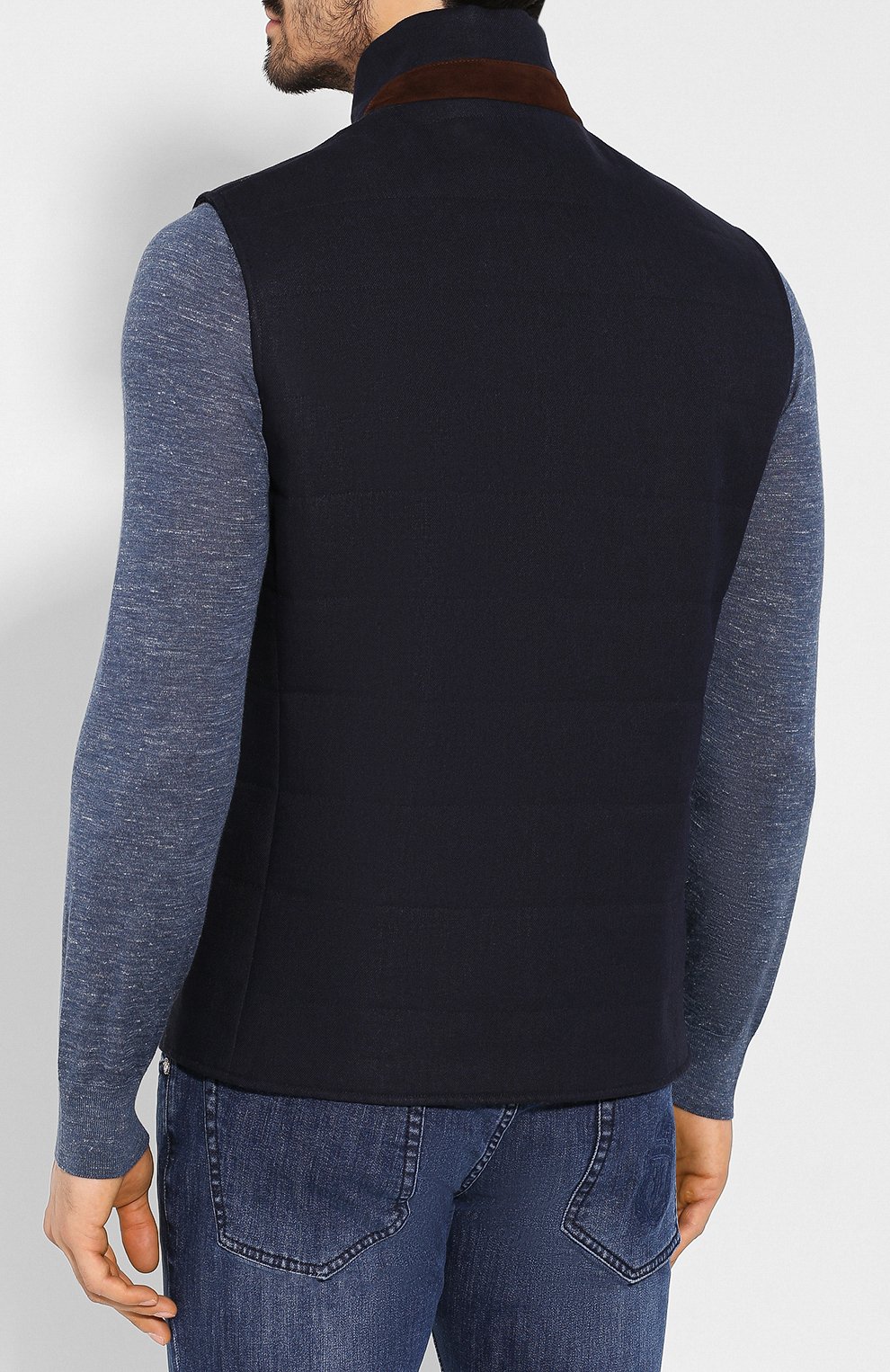 Льняной жилет LORO PIANA темно-синего цвета по цене 125500 руб., арт. FAL1520, фото 4 Льняной жилет LORO PIANA, арт. FAL1520, фото 4