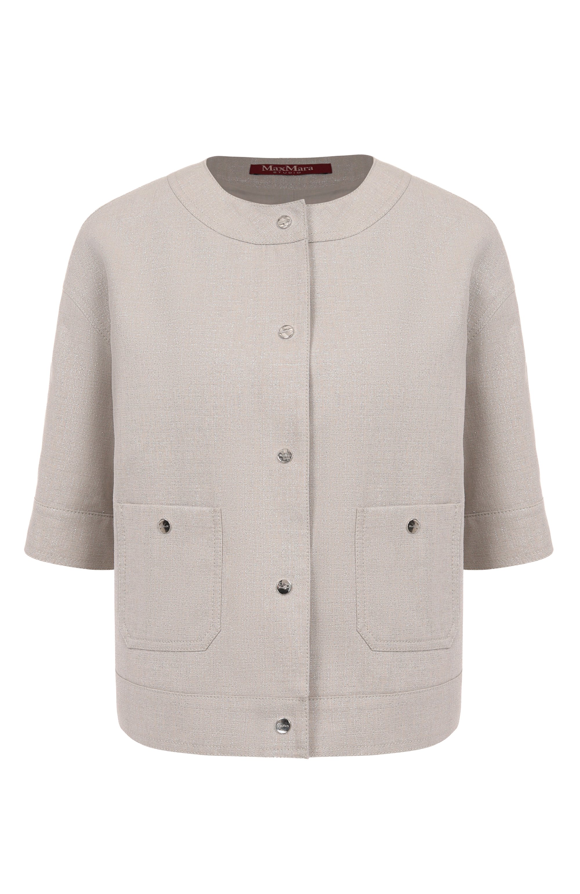 Жакет из хлопка и льна MAX MARA STUDIO серого цвета по цене 79950 руб., арт. AGILE, фото 1 Жакет из хлопка и льна MAX MARA STUDIO, арт. AGILE, фото 1