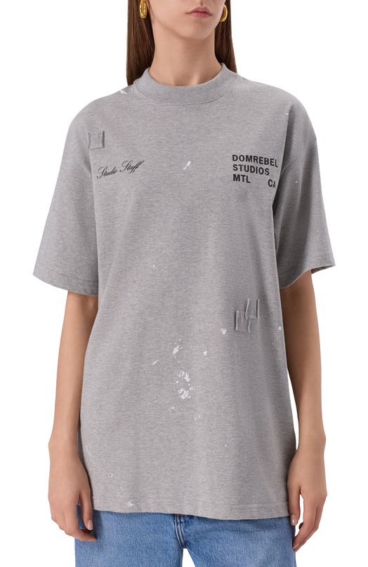 Хлопковая футболка DOMREBEL STAFF TEE T-SHIRT Серый  STAFF TEE T-SHIRT Фото 3