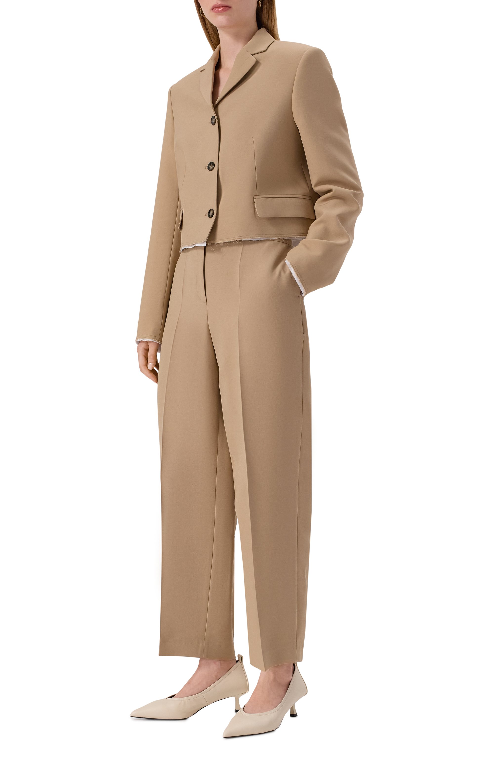 Брюки из шерсти и шелка 12 STOREEZ бежевого цвета по цене 29000 руб., арт. 132835, фото 2 Брюки из шерсти и шелка 12 STOREEZ, арт. 132835, фото 2