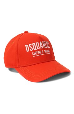 Детская хлопковая бейсболка DSQUARED2 оранжевого цвета, арт. DQ1006/D00YT | Фото 1 (Материал: Текстиль, Хлопок; Материал сплава: Проставлено; Нос: Не проставлено)